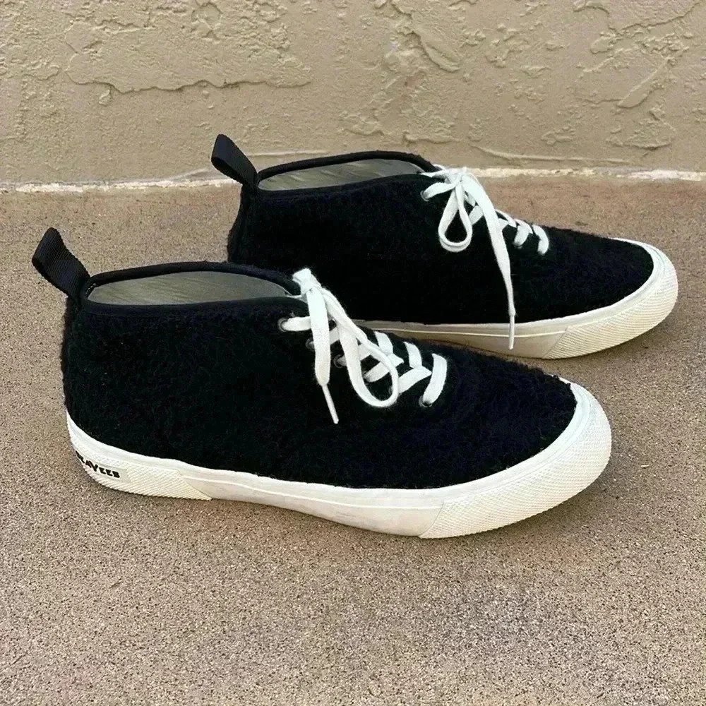 Seavees Legend 90 Black Recycled PET Shearling Shoes Sneakers Womens Size 10